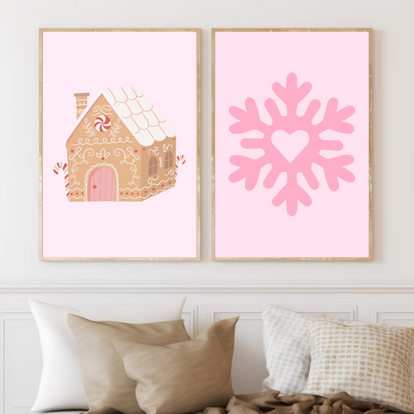 Pink Heart Snowflake | Art Print