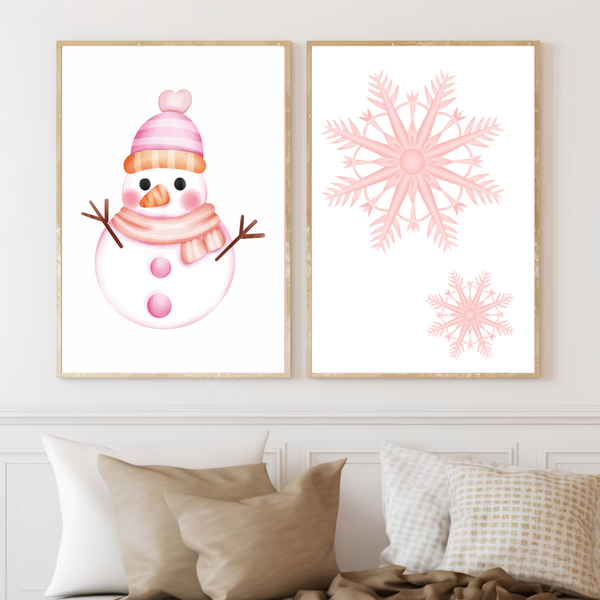 Snowflakes Pink  | Art Print