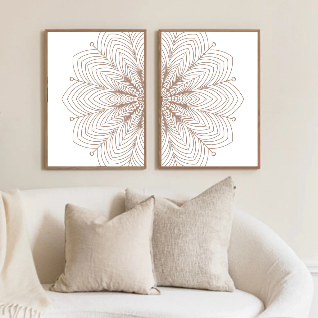 Mandala White & Blush Set of 2 | Gallery Wall Art