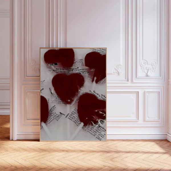 Red Heart Lollipops | Wall Art Print