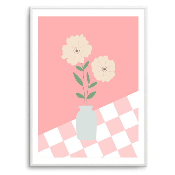 Flower Vase Checkered IV | Art Print
