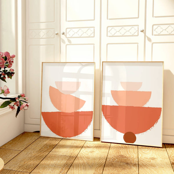 Abstract Boho Geo Peach Set of 2 | Gallery Wall