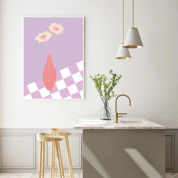 Flower Vase Checkered II | Art Print