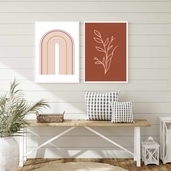 Boho Flower Stem Burgundy | Art Print