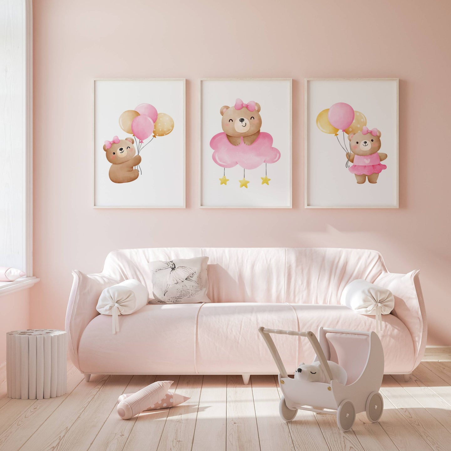 Pink Teddies Set of 3 | Gallery Wall