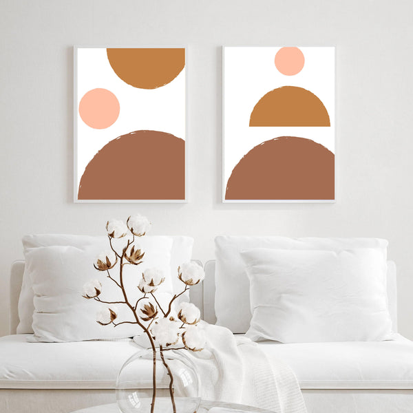 Abstract Boho Geo Brown Set of 2 | Gallery Wall