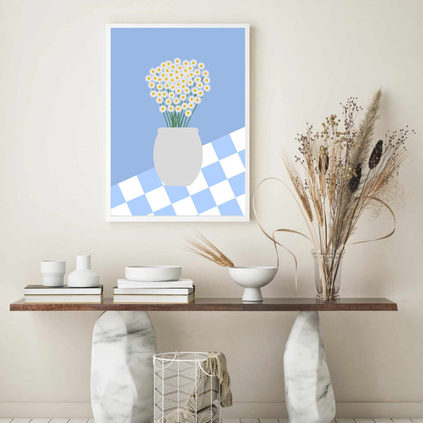 Flower Vase Checkered I | Art Print
