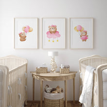 Load image into Gallery viewer, Pink Teddies Set of 3 | Gallery Wall
