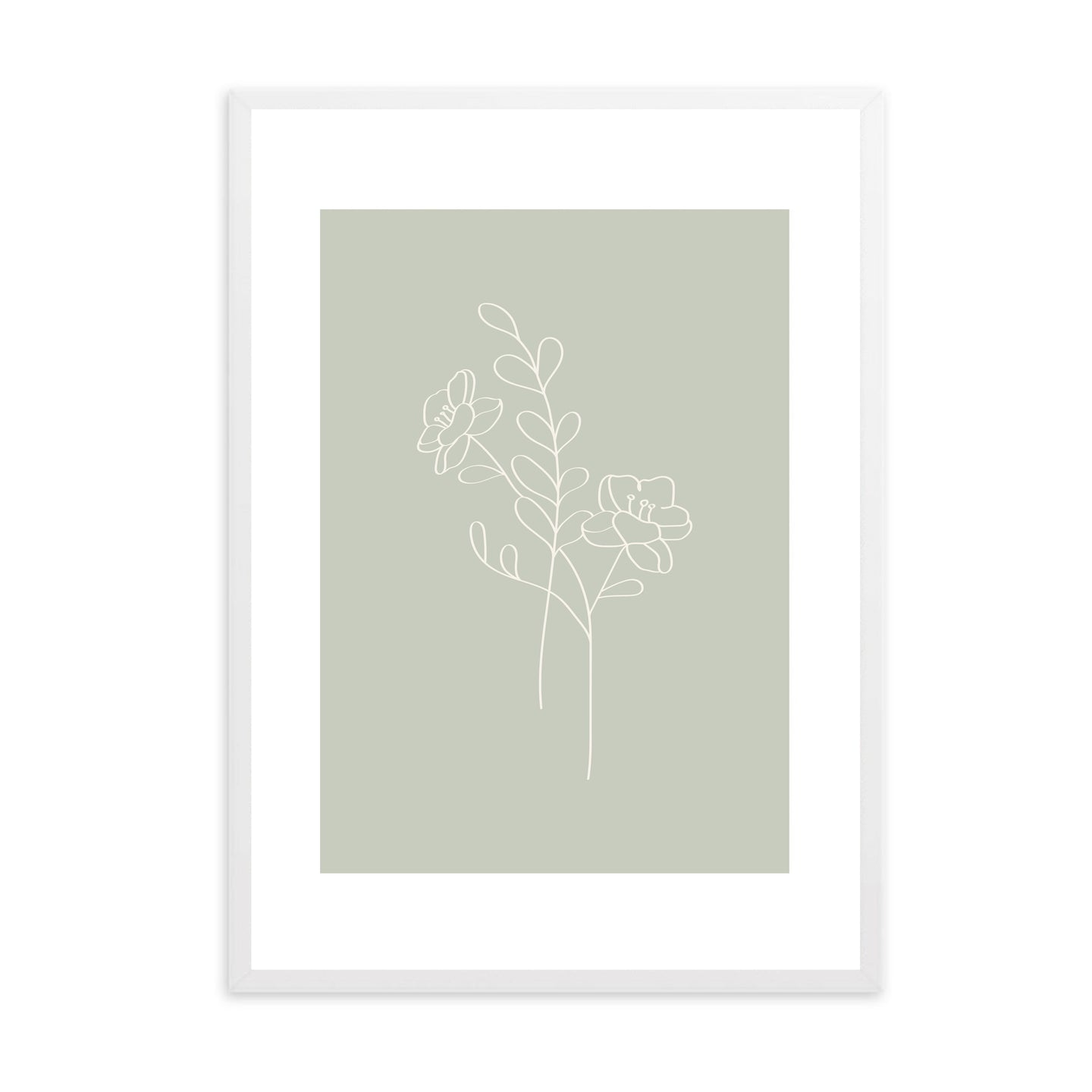 Matisse Sage Flowers | Framed Print
