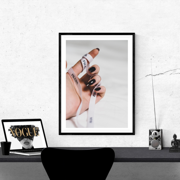 Designer Ribbon White | Framed Print