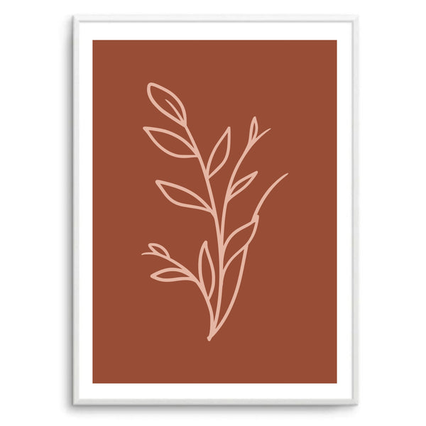 Boho Flower Stem Burgundy | Art Print