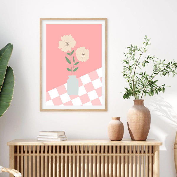 Flower Vase Checkered IV | Art Print