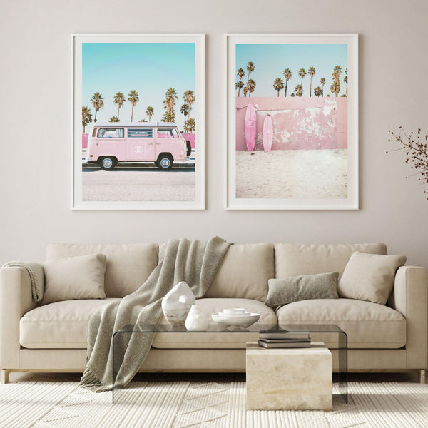 Pink Van Set of 2 | Gallery Wall