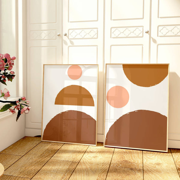 Abstract Boho Geo Brown Set of 2 | Gallery Wall