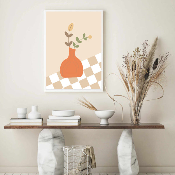 Flower Vase Checkered III | Art Print