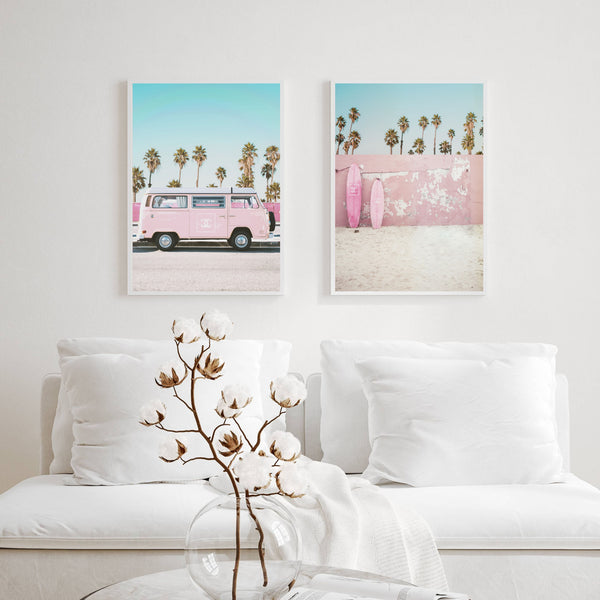 Pink Van Set of 2 | Gallery Wall