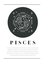 Load image into Gallery viewer, Pisces Zodiac Black &amp; White

