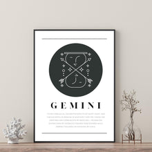 Load image into Gallery viewer, Gemini Zodiac Black &amp; White
