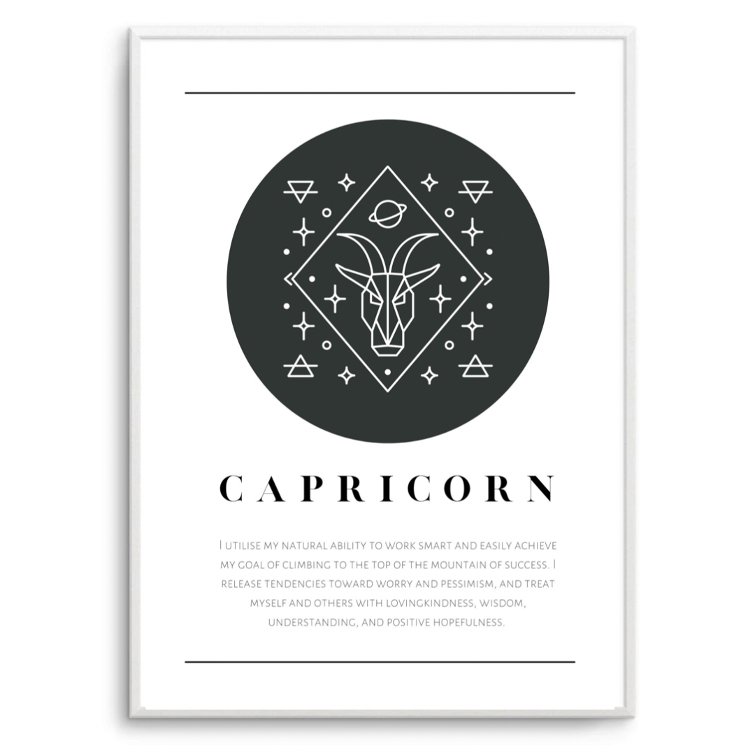 Capricorn Zodiac Black & White