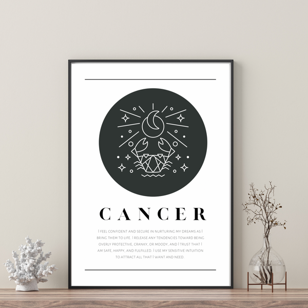 Cancer Zodiac Black & White