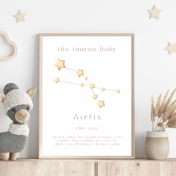 Personalised The Taurus Baby Constellation