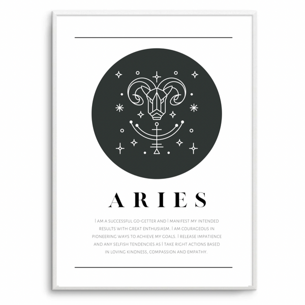 Aries Zodiac Black & White