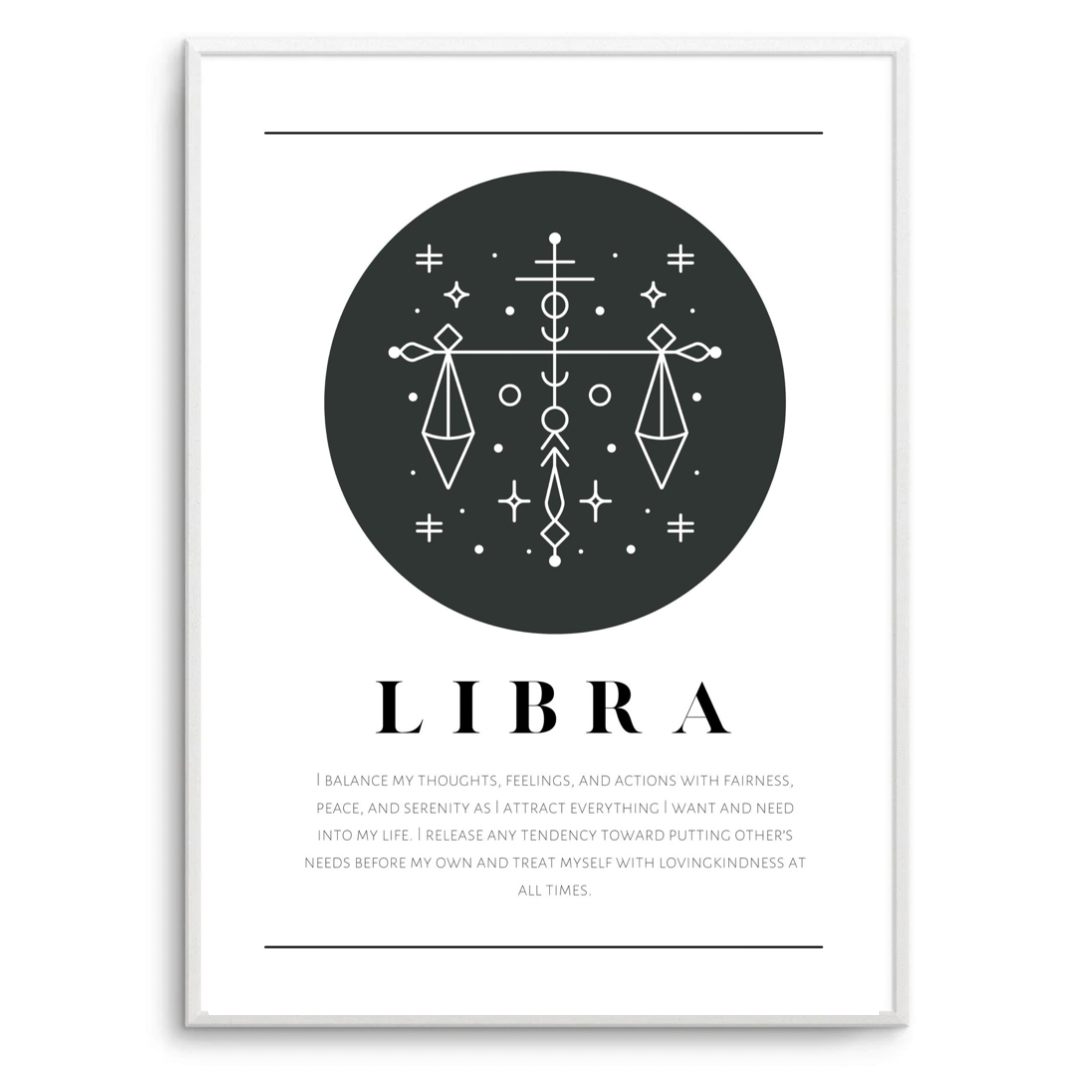 Libra Zodiac Black & White