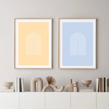 Load image into Gallery viewer, Boho Arch Blue &amp; Apricot Set of 2
