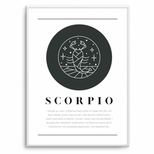 Load image into Gallery viewer, Scorpio Zodiac Black &amp; White

