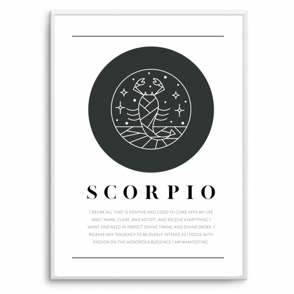 Scorpio Zodiac Black & White