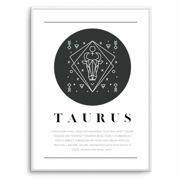 Taurus Zodiac Black & White