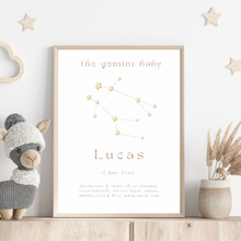 Load image into Gallery viewer, Personalised The Gemini Baby Constellation
