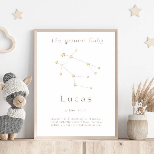 Personalised The Gemini Baby Constellation