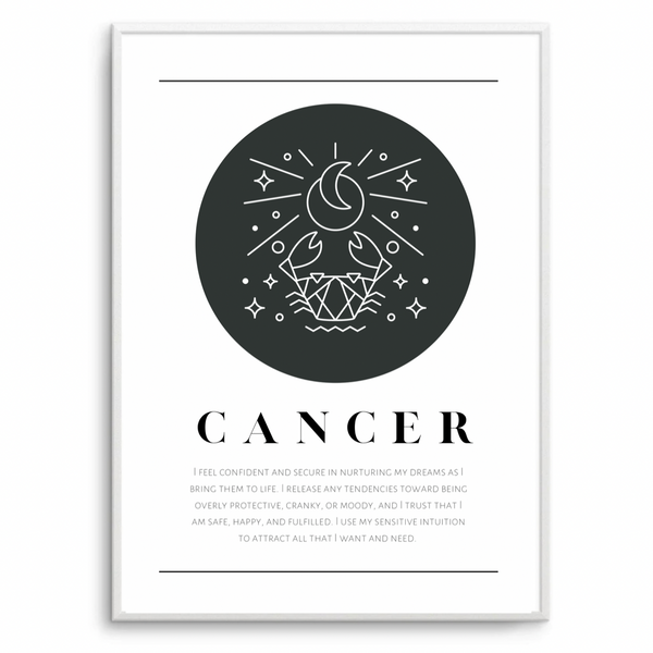 Cancer Zodiac Black & White