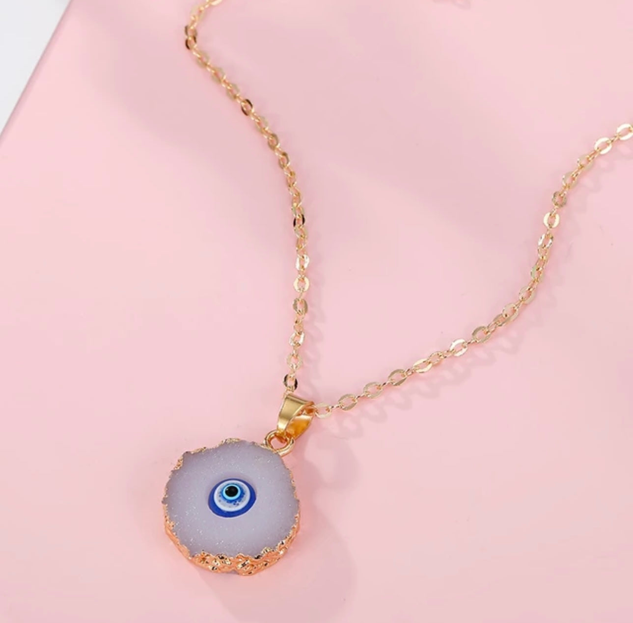 Evil Eye Stone Necklace - Good Luck & Protection