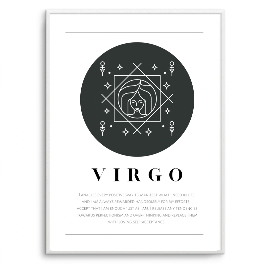 Virgo Zodiac Black & White