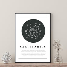 Load image into Gallery viewer, Sagittarius Zodiac Black &amp; White
