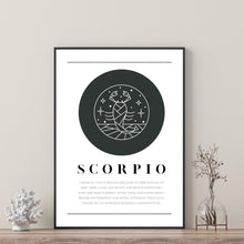 Load image into Gallery viewer, Scorpio Zodiac Black &amp; White
