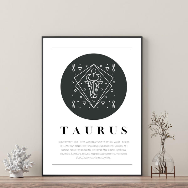 Taurus Zodiac Black & White